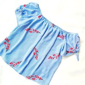 PINK ROSE Cold Shoulder/Tie Sleeves Top, Sz M, NWOT